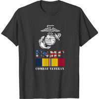 Veteran Gift-american Flag Combat Action Ribbon Ve T-shirt