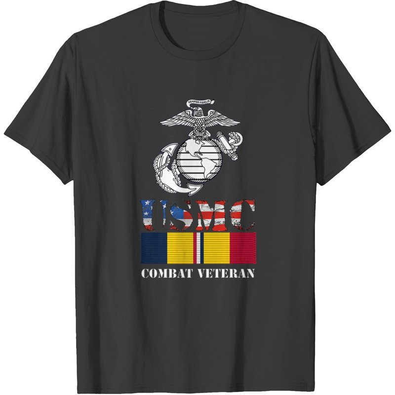 Veteran Gift-american Flag Combat Action Ribbon Ve T-shirt — T-shirts pour hommes