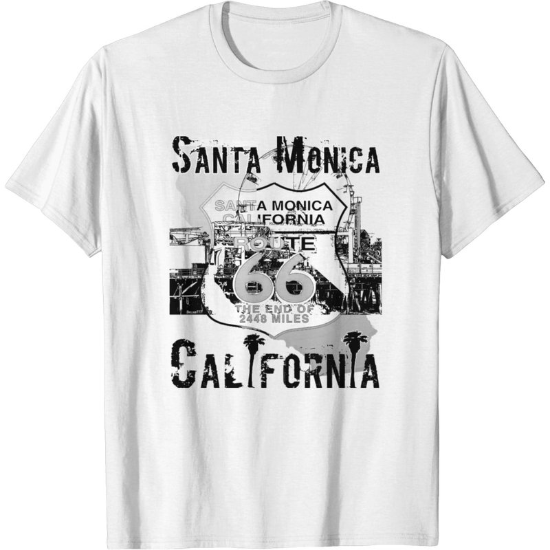 Santa Monica California Distressed Artsy Design Bi T-shirt