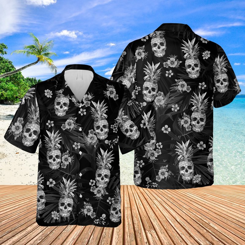 Gothic Skull Hawaiian Shirt — Chemises décontractées pour hommes