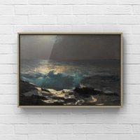 Moonlight Moon On The Sea Coastal Vintage Poster, Moonlight Art Print, Home Decoration — Posters & Prints