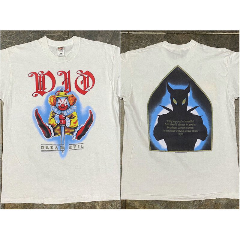Vinatge 1987 Dio Dream Evil White T-shirt — T-shirts pour hommes