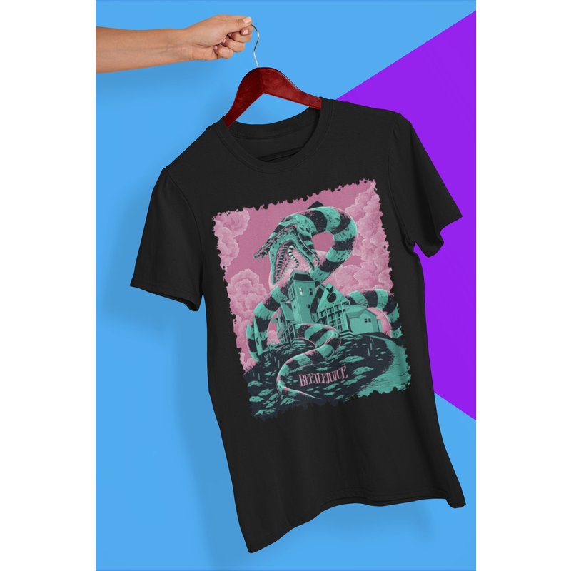 Beetlejuice Sandworm Poster T Shirt, 80s Movie Poster T-shirt — T-shirts pour hommes