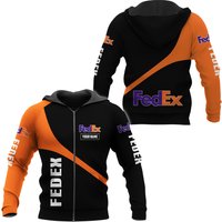 Fedex Black & Orange Zip Hoodie 3d — Sweats à capuche pour hommes