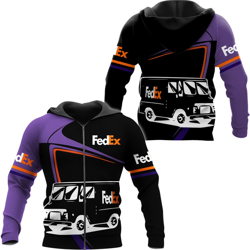 Fedex Truck Zip Hoodie 3d — Sweats à capuche pour hommes