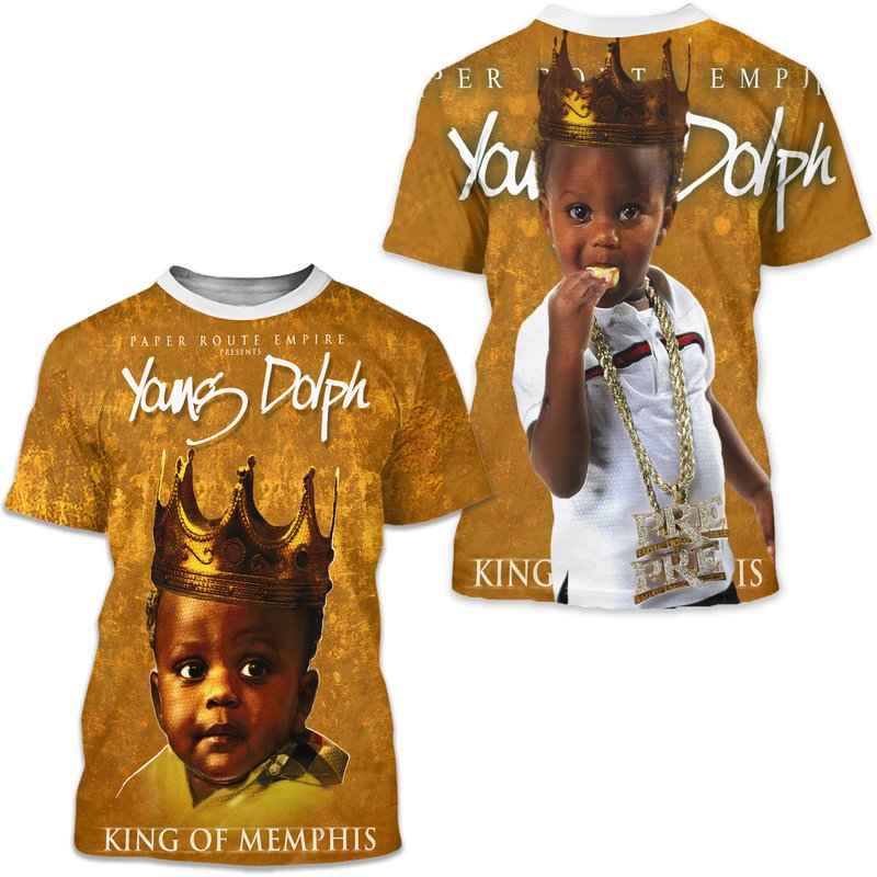 Young Dolph King Of Memphis All Over Printed T-shirt — T-shirts pour hommes