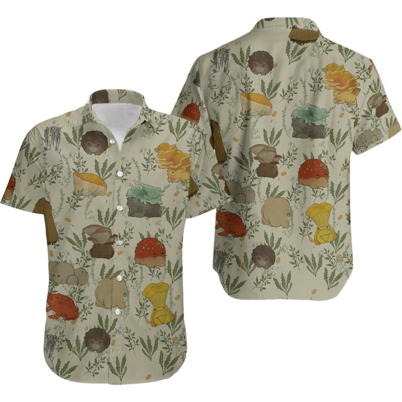 Frog And Mushroom Hawaiian Shirt — Chemises décontractées pour hommes