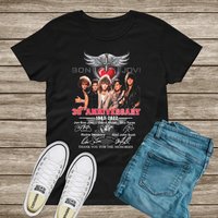 Bon Jovi 39th Anniversary 1983-2022 Signatures T-shirt — T-shirts pour hommes