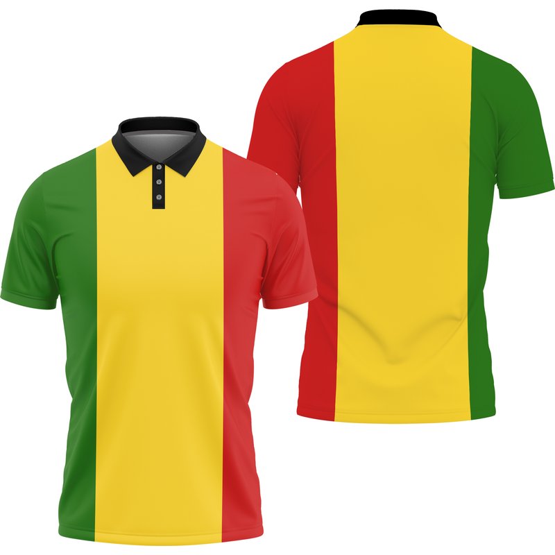Green Yellow Red Polo Shirt — Chemises décontractées pour hommes