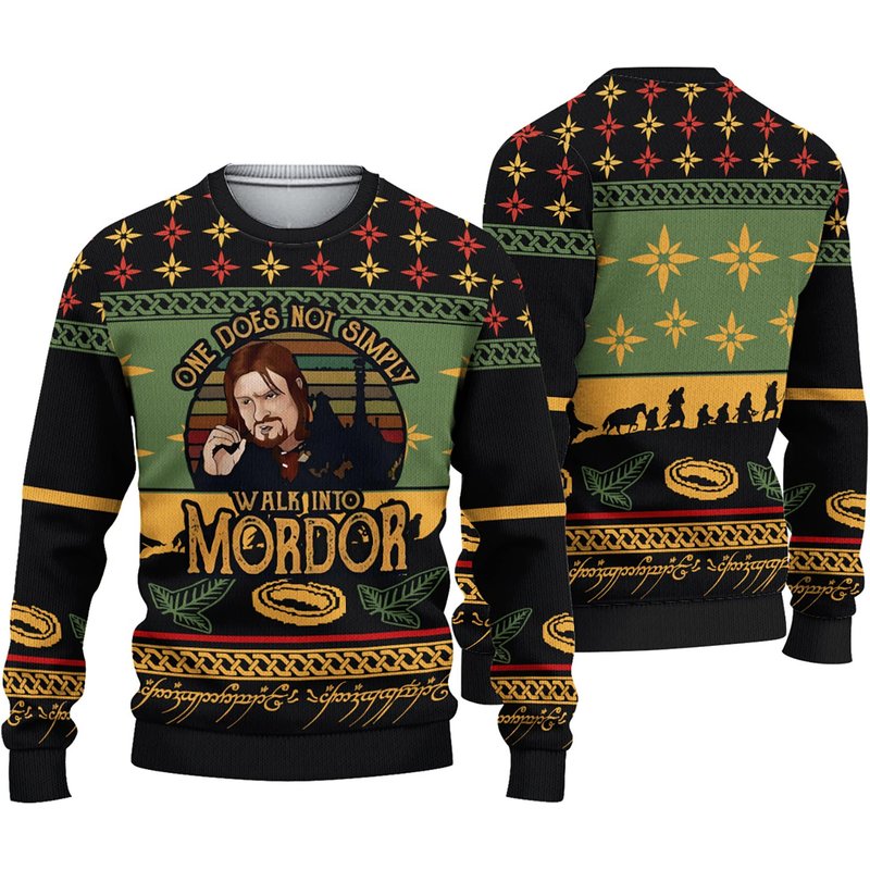 One Does Not Simply Walk Into Mordor Ugly Christmas Sweater — Mens Sweaters