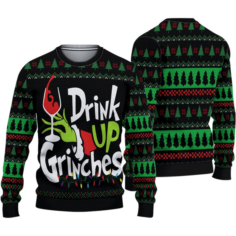 Drink Up Grinchess Ugly Christmas Sweater — Chandails pour hommes