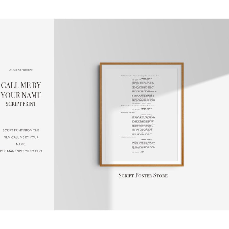 A4 Call Me By Your Name Script Print Poster — Posters & Prints