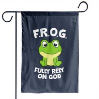 Cute Frog Fully Rely On God Christian Frog Garden Flags — Drapeaux décoratifs