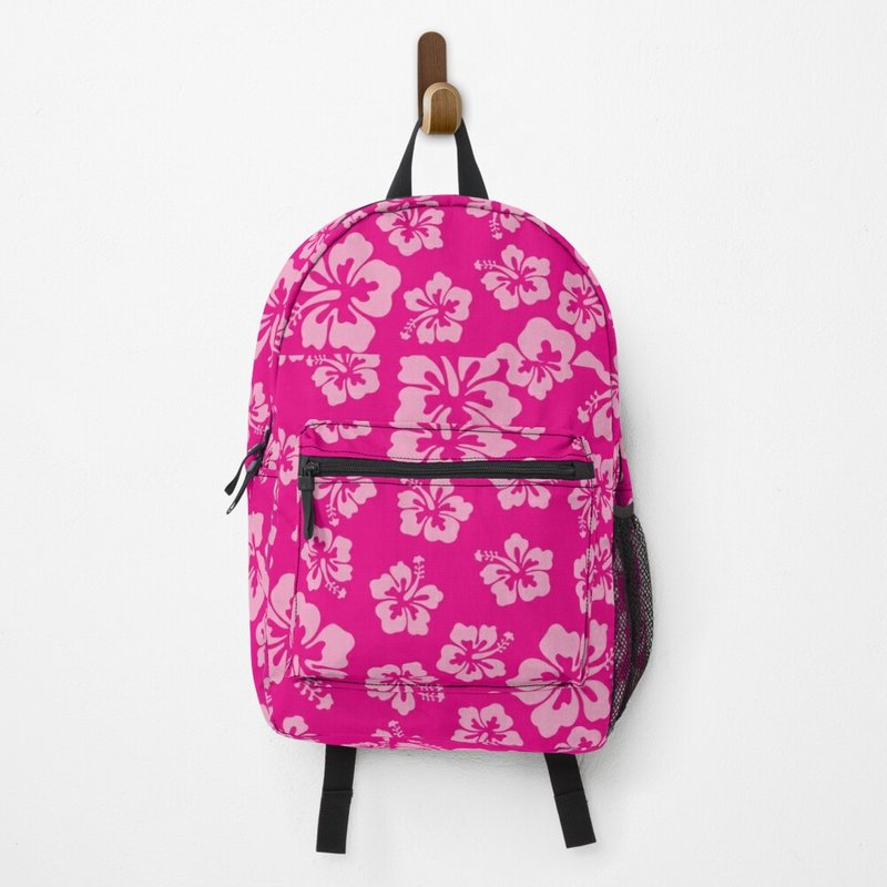 Tropical Hot Pink Hibiscus Flower Floral Pattern Hawaiian Print Backpack — Sacs à dos décontractés