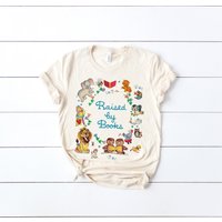 Raised By Books Golden Nostalgic Teacher T-shirt — T-shirts pour hommes