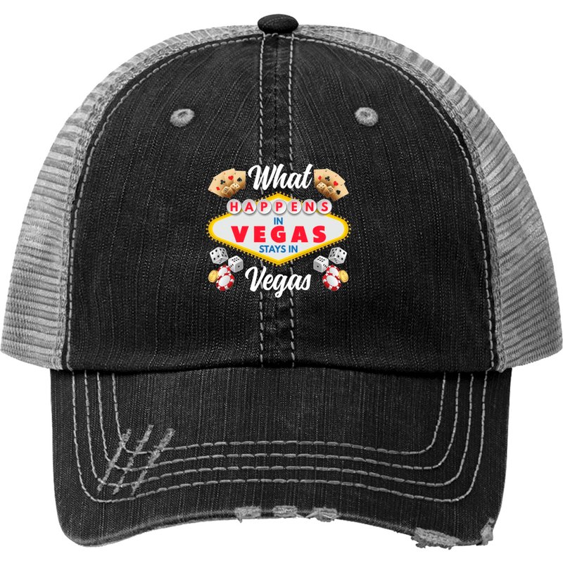 What Happens In Las Vegas Stays In Las Vegas Trucker Hats — Casquette de baseball