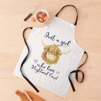 Just A Girl Who Loves Scottish Highland Cows Apron — Kitchen Aprons