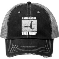 Tree Fiddy Funny Lochness Monster Meme Print Trucker Hat — Casquette de baseball