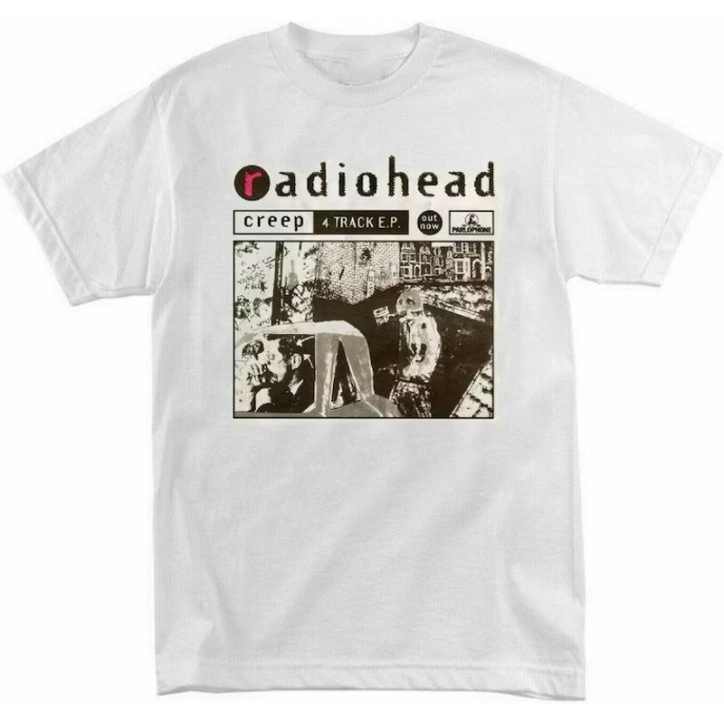 T Shirt Style Vintage Radiohead Poster White