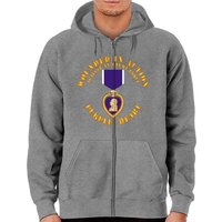 Wounded In Action Purple Heart Zip Hoodies