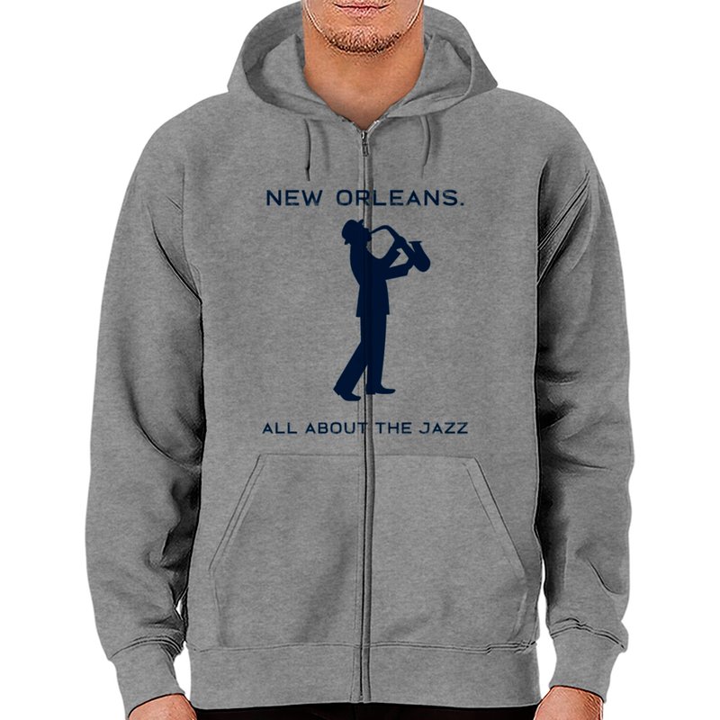 New Orleans Music Festival Jazz Saxophone Zip Hoodies — Sweats à capuche pour hommes
