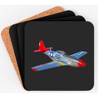 P-51 Mustang Red Tail - Plane - Coasters — Coasters & Placemats