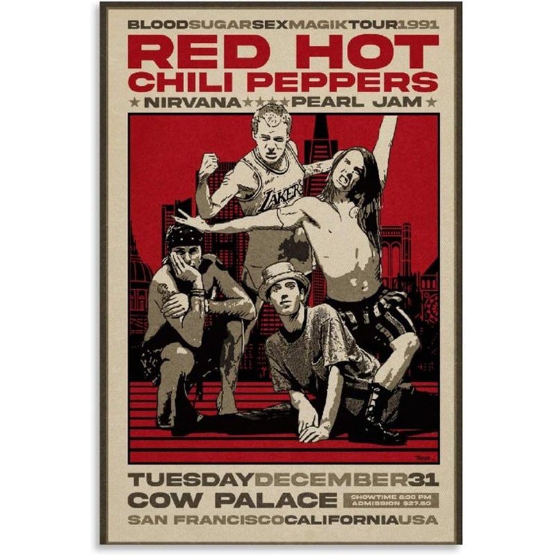 Red Hot Chili Peppers 1991 Concert Poster, Living Room Poster — Posters & Prints