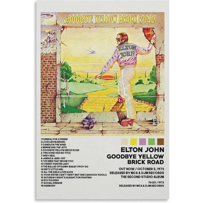 70s Album Cover Poster-goodbye Yellow Brick Road Music Poster, Bedroom Decor — Posters & Prints