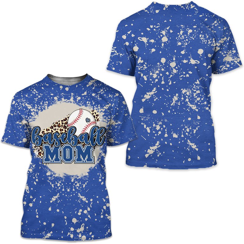 Baseball Mom - Bleached Sublimated 3d Shirt — Mens T Shirts
