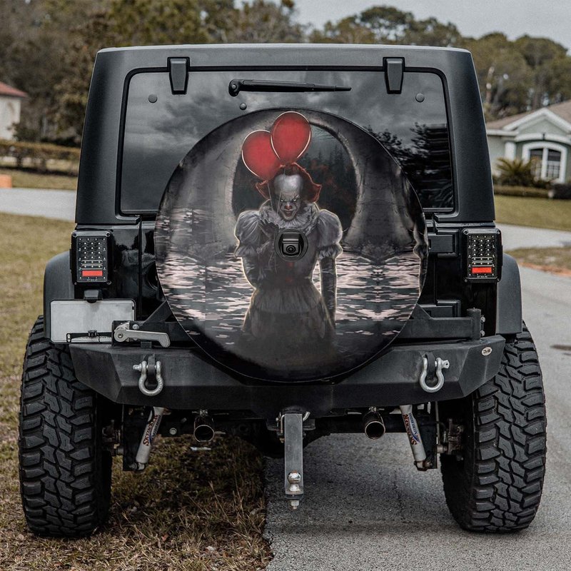 Red Balloon Halloween Horror Spare Tire Cover — Truck Accessories