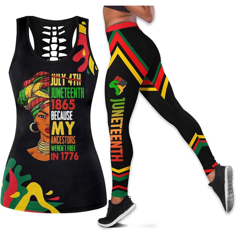 Juneteenth Since 1865 - My Ancestors Weren't Fr€€ In 1776 Hollow Tank Top Legging Sets — Mens T Shirts