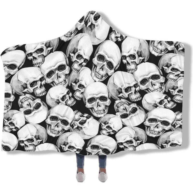 Skull Hooded Blanket | Goth Throw Hoody Blanket — Jetés de canapé