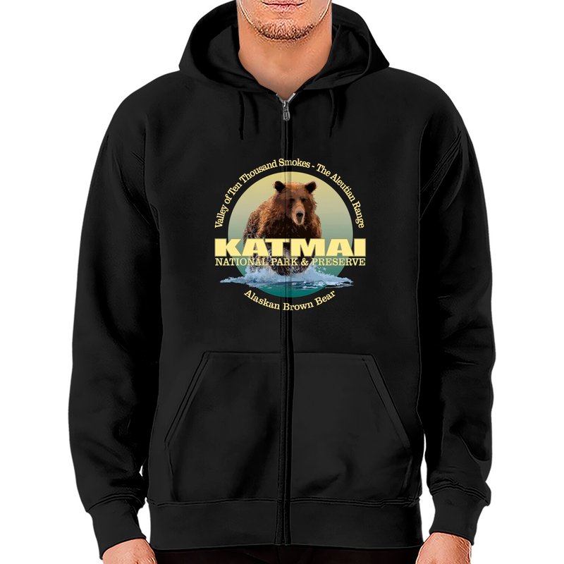 Katmai National Park (bear) - Katmai National Park - Zip Hoodies — Sweats à capuche pour hommes