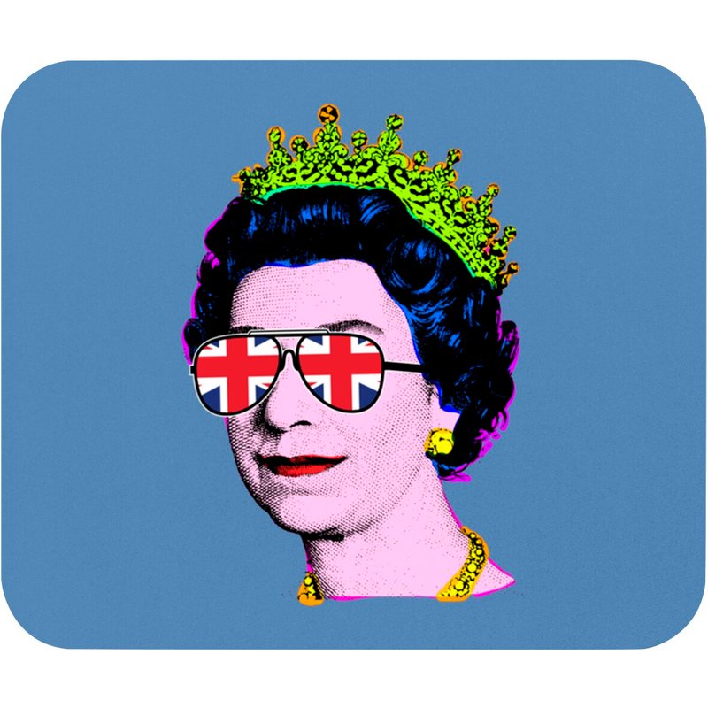 Elizabeth Union Jack Sunglasses Pop Art Queen Of England Mouse Pads — Tapis de souris et sous-mains