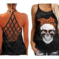 Biker Skull Criss Cross Tank Top