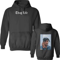 Tupac 2pac Shakur Thug Life Design Two Side Printed Long Sleeve Hoodie