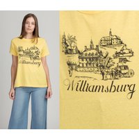 80s Colonial Williamsburg Tourist Tee - Vintage Virginia Souvenir Graphic T Shirt — Mens T Shirts