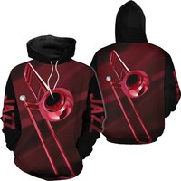 3d All Over Printed Jazz Trombone Red Clothes, Hoodie Shirt — Sweats à capuche pour hommes