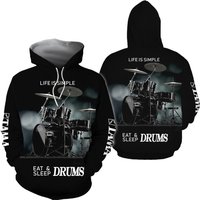 Drums 3d All Over Printed Clothes, Tama Life Is Simple Hoodie Shirt — Sweats à capuche pour hommes