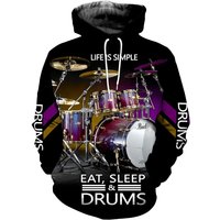 Drums 3d All Over Printed Clothes, Drums Music Hoodie Shirt — Sweats à capuche pour hommes
