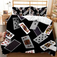 3 Piece Playing Card Duvet Cover Set, Comforter Set, Playing Card Casino Bedding Set