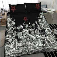 Skull Satanic Pentagram Demon Nymphomania And Loving It Quilt 3 Bedding Set — Duvet Covers