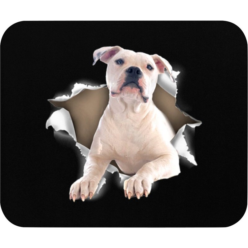 American Bulldog Torn Dog Inside Hole Dog Mid Torn Mouse Pads