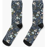 Midnight Blue Floral Socks — Chaussettes fantaisie