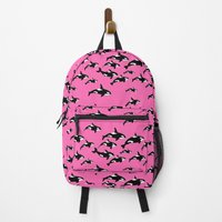 Orca Whales Graphic Print On Pink Backpack — Sacs à dos décontractés