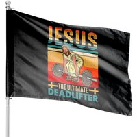 Vintage Jesus The Ultimate Deadlifter House Flags — Drapeaux décoratifs