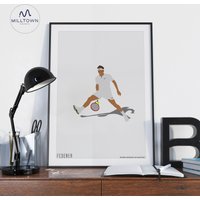 Roger Federer Minimalist Art Print Poster | Tennis Collection