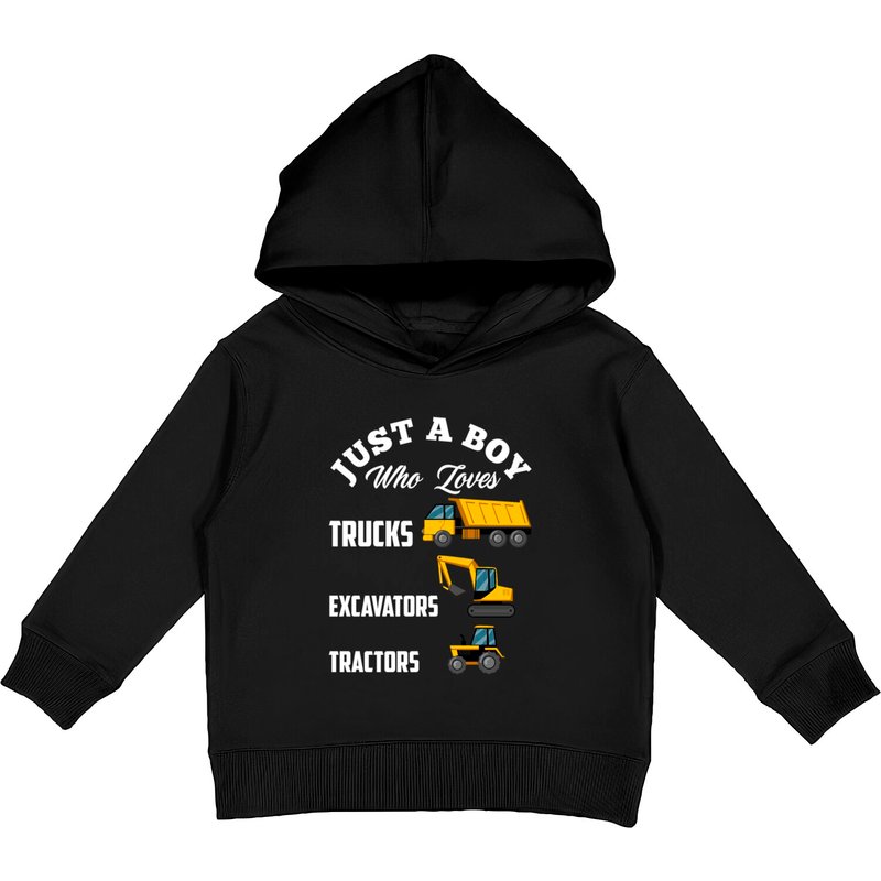 Just A Boy Who Loves Trucks Excavators Tractors Kids Pullover Hoodies — Sweats à capuche pour hommes
