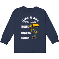 Just A Boy Who Loves Trucks Excavators Tractors Kids Long Sleeve T-shirts