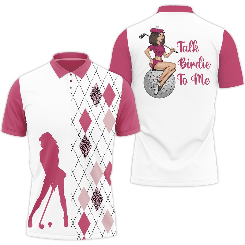 Golf Lady Talk Birdie To Me Polo Shirt Golfing Polo Shirt — Chemises décontractées pour hommes